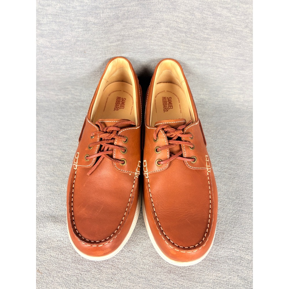 Samuel Hubbard New Endeavor Boat Shoes Mens 11.5 Brown Saddlebag Leather Casual - Picture 5 of 14